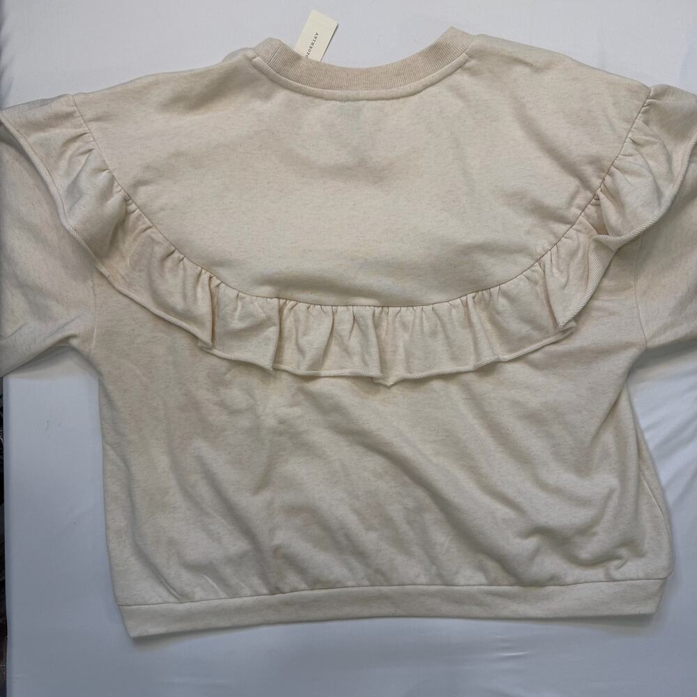 Anthropologie Ruffle Sweatshirt Large NWT High Low Oversized Comfy Coastal - Picture 9 of 11